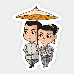 Chibi Khmer Cambodian Couple Sticker